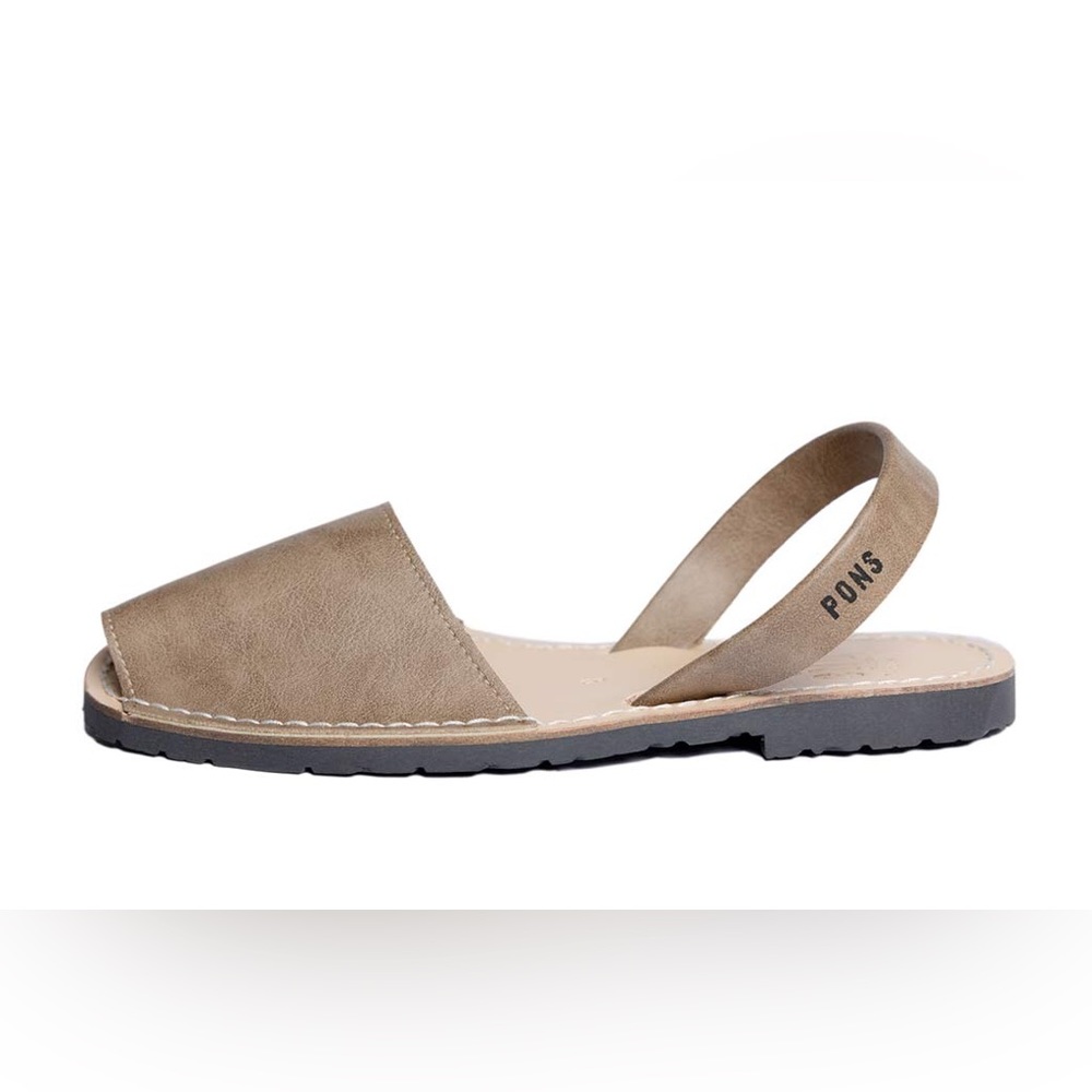Pons avarcas tan taupe full grain leather handmade open toe sandal. 6